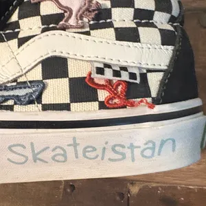 VANS Black and White Checkered High-Top Sneakers/ Skateistan thumbnail 2