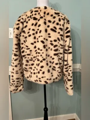 a new day Cream and Brown Faux Fur Leopard Jacket thumbnail 2