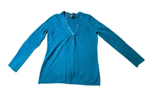 Ann Taylor Sweater Pullover V-neck Large Blue thumbnail 1