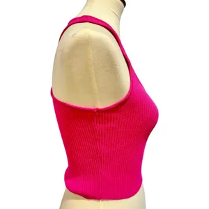 Forever 21 Pink Crop Tank Top S Ribbed Y2K Barbiecore Racerback School College thumbnail 4