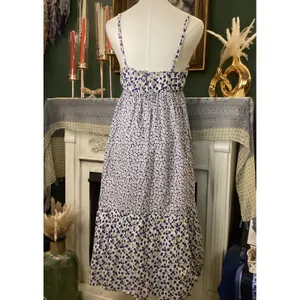 Gap Womens Blue White Floral Tiered Midi Dress Empire Waist Pockets Medium thumbnail 4