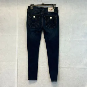 TRUE RELIGION Women’s Jeans Size 27 Blue Halle‎ Mid Rise Capri Distressed Skinny thumbnail 12