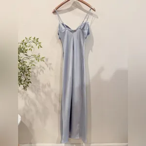 ASTR the Label Satin Bow Midi Dress Ice Blue Size XS NWT thumbnail 9
