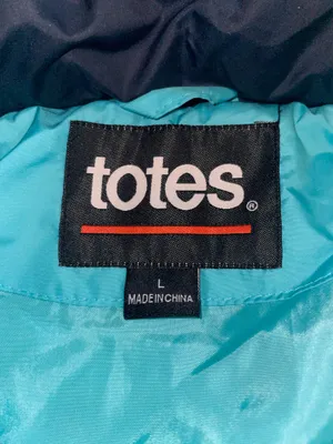 Totes Quilted Hooded Puffer Jacket Coat Women’s Size Large Aqua Navy Pockets EUC thumbnail 9
