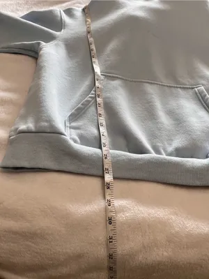 TRENDY QUEEN Powder Blue Pullover Sweatshirt Viral Hoodie Sz M GUC thumbnail 7