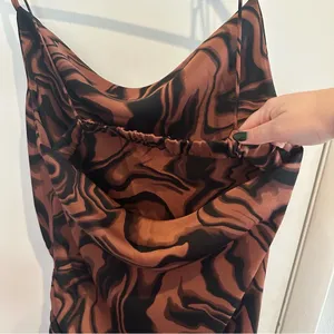 Topshop Open Back Marble Print Dress. Size 12. Black and Brown. thumbnail 6