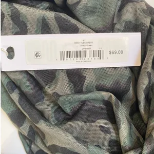 Steve Madden Mesh Tube Dress Army Green Leopard Print Ruched Midi DP28483F ‎ M thumbnail 4