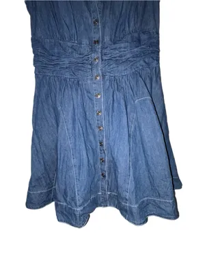 Free People Chester Denim Mini Dress Size Medium thumbnail 6