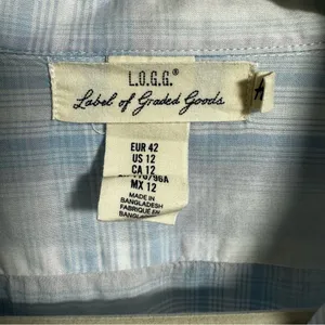 H&M Logg Women's Sz 12 Button Down Plaid Shirt Collared Long Sleeve Blue White thumbnail 6
