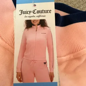 Large Juicy Couture Velour Track Jacket Pink Navy Piping Large Juicy Anyone? thumbnail 7