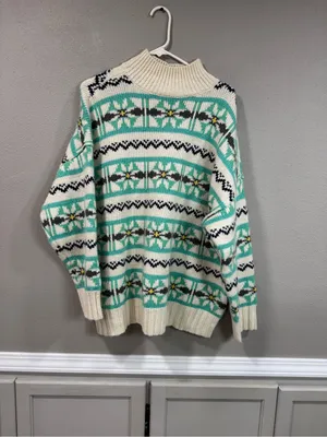 American Eagle Fair Isle Mint Green Sweater thumbnail 3