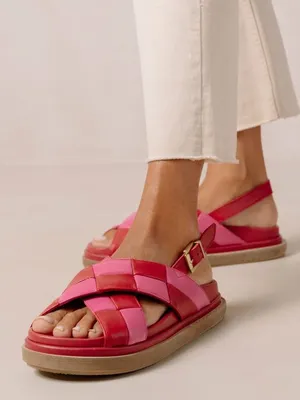 Alohas Marshmallow Scacchi sandals in pink and red checkered print thumbnail 1
