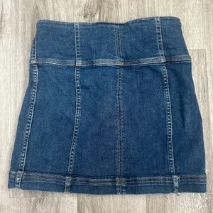 Free People Denim Lace Up Country Western Mini Skirt Fitted Size 6 thumbnail 2