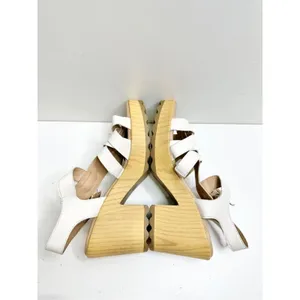 Dr. Scholl’s Sandals Size 9.5 White Leather Open‎ Toe Platform Shoes Buckle thumbnail 7