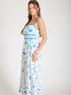 NWT Blu Pepper Blue & White Positano Coastal Print Maxi Dress – Small thumbnail 5