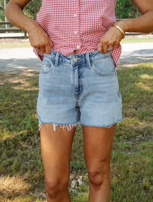 Vervet High Rise Distressed Hem Shorts thumbnail 1