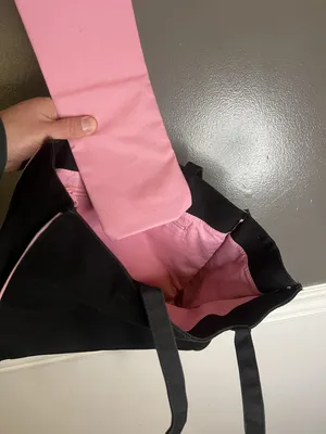 Pink Ribbon Awareness Tote Bag Womens Medium Black Canvas Shoulder Lined thumbnail 10
