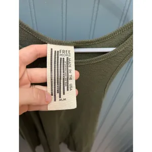 Free People Olive Green Ribbed Racerback Tank Top Medium Made in USA thumbnail 2