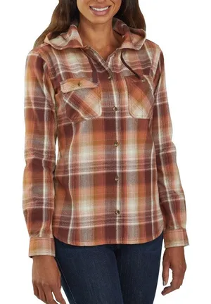 Carhartt Women's Hooded Flannel Shirt Brown Multi Plaid size XL (16/18) thumbnail 1