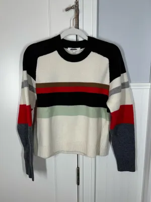 Madewell Merino Wool Raglan-Sleeve Sweater in Color-Block stripe Size XS NEW thumbnail 2