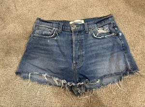 Reformation Size 28 Dixie Jorts High Rise Button Fly Bryce Wash Distressed thumbnail 1