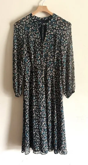 Tommy Hilfiger Women's Sz 4 Chiffon Fit Flare Long Balloon‎ Sleeve Blouson Dress thumbnail 1