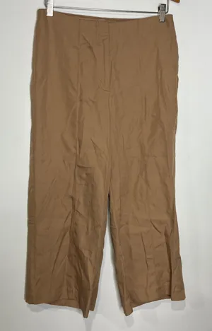 Express cropped wide leg high rise pants lightweight‎ tan womens size 8 business thumbnail 1
