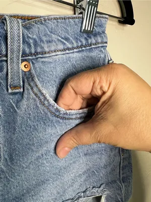 Levi’s 501 High Rise Distressed Raw Hem Button Fly Frstuval Cowgirl Denim Shorts thumbnail 5