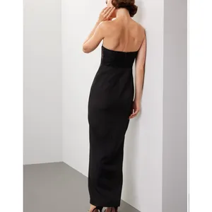 Elle Zeitoune Black Strapless Gown SMALL Bodycon Corset Bustier Designer $390 thumbnail 3