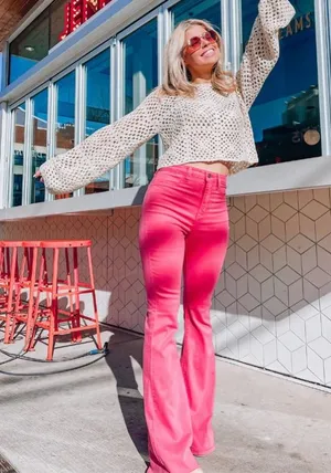 Cello Hot Pink Flare Pants Women’s Size 7 thumbnail 1