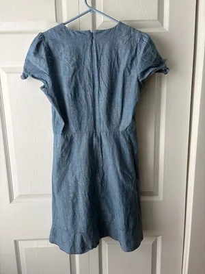 J. Crew Light Blue Chambray Wrap-Style Mini Dress thumbnail 3