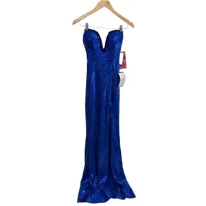 Emerald Sundae Dress XS Strapless Sequin Front Slit Lace‎ Up Mermaid Gown NEW thumbnail 3