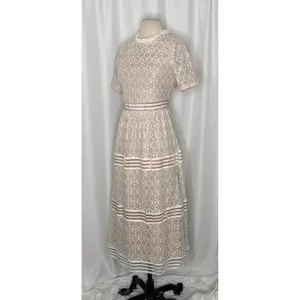 NWT BALTIC BORN Windsor Lace Midi Dress Ivory Nude Feminine Romantic Small thumbnail 5