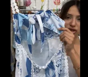 Blue and White Floral Maxi Dress thumbnail 4