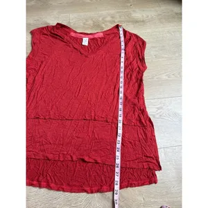 EUC Womens red We the Free Free People sleeveless V-neck‎ top layered hem size S thumbnail 4
