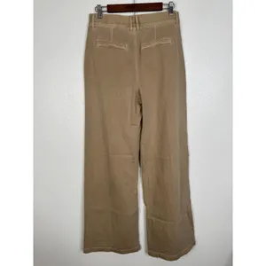 American Eagle Super High-Rise Wide Leg Pleated Khaki Pants Tan Women 4 Long‎ thumbnail 2