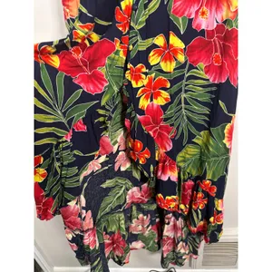 Lulus PURA VIDA NAVY BLUE TROPICAL PRINT BUTTON-UP HIGH-LOW MIDI DRESS‎ Small thumbnail 4