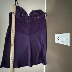 1X Purple Satin Lace Chemise Slip Dress Curvy Romantic Whimsigoth Dark Fairy thumbnail 7