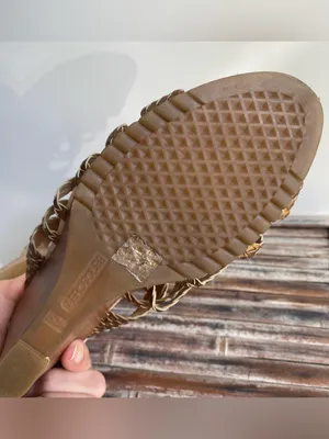 Aerosoles gold metallic braided woven Strappy sandals wedge heels 9 thumbnail 7