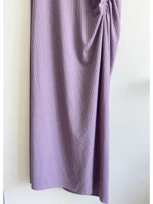 Gilli Ribbed Midi Dress Lavender Side Ruched Sleeveless Bodycon Size L thumbnail 5