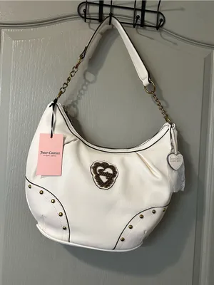 Juicy Couture White Hobo Bag with Heart Emblem In Her Juicy Era Soft White thumbnail 1