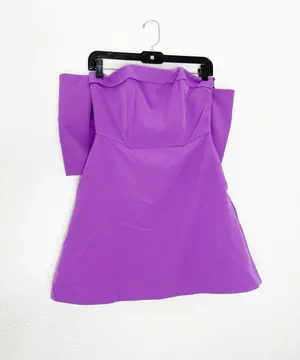 Miou Muse Purple Strapless Bow Back Mini Dress Size Small NWT Cocktail Party thumbnail 1