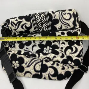 VERA BRADLEY Black & White Floral Messenger Bag thumbnail 3