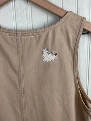 Vintage 90s Handmade Embroidered Cargo Maxi Dress Size Small Noah's Ark Rainbow thumbnail 11
