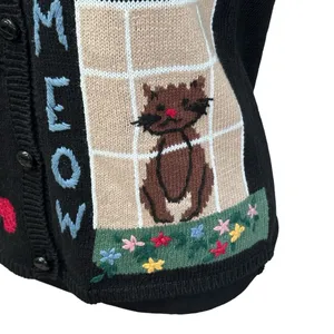 Vintage Cat Sweater Vest Capacity Women's Size Petite Medium ( MP‎ ) thumbnail 2