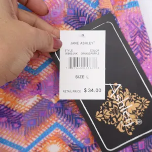 Jane Ashley Maxi Skirt Womens L Orange Purple Geometric Chevron NEW thumbnail 5
