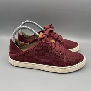 Olukai Shoes Women Size 7.5 Maroon Burgundy Knit Mesh Sneakers Coastal Pehuea Li thumbnail 4