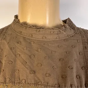 Anthropologie Pilcro Long Sleeve Mock Neck Dress Sz M Lace Loose Brown Swiss Dot thumbnail 8