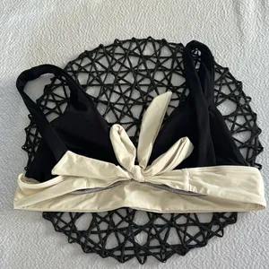 L*SPACE Harley Colorblock Bikini Top, Black/Cream, size Medium, $114 thumbnail 9