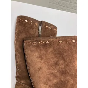 UGG Tall Suede Boots Womens 8 Brown Good Studded Metallic Zip Up 5544 winter thumbnail 2